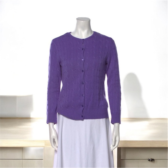 Lord & Taylor 100% Cashmere Button Down Cardigan Purple Size XL - Picture 2 of 13